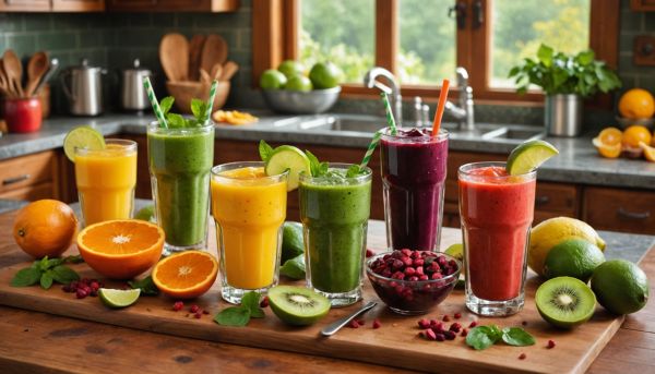 Smoothies énergétiques et assaisonnements originaux salés